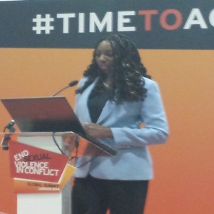 Yvonne speaking at the Violence against Women in Conflict Summit Panel